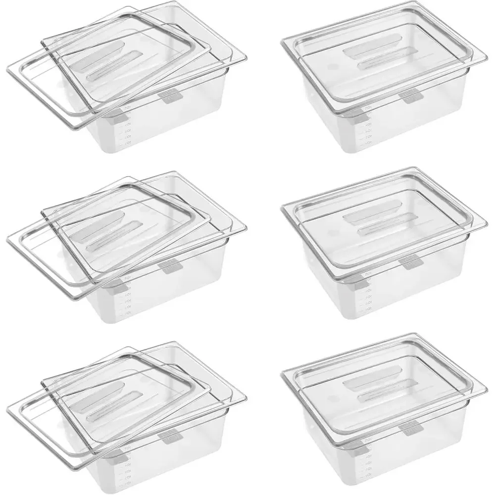 Half-Size 6-Pack 6 Deep Clear Plastic Food Pans with Lids and Stackable for Commercial Use
Half-Size 6-Pack 6 Deep Clear Plastic Food Pans with Lids and Stackable for Commercial Use