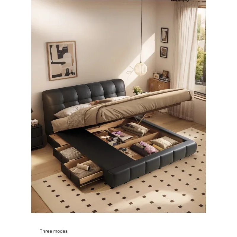 Black leather bed, puff bed light luxury modern minimalist master bedroom large bed, double wedding bed Italian minimalist bed
Black leather bed, puff bed light luxury modern minimalist master bedroom large bed, double wedding bed Italian minimalist bed
