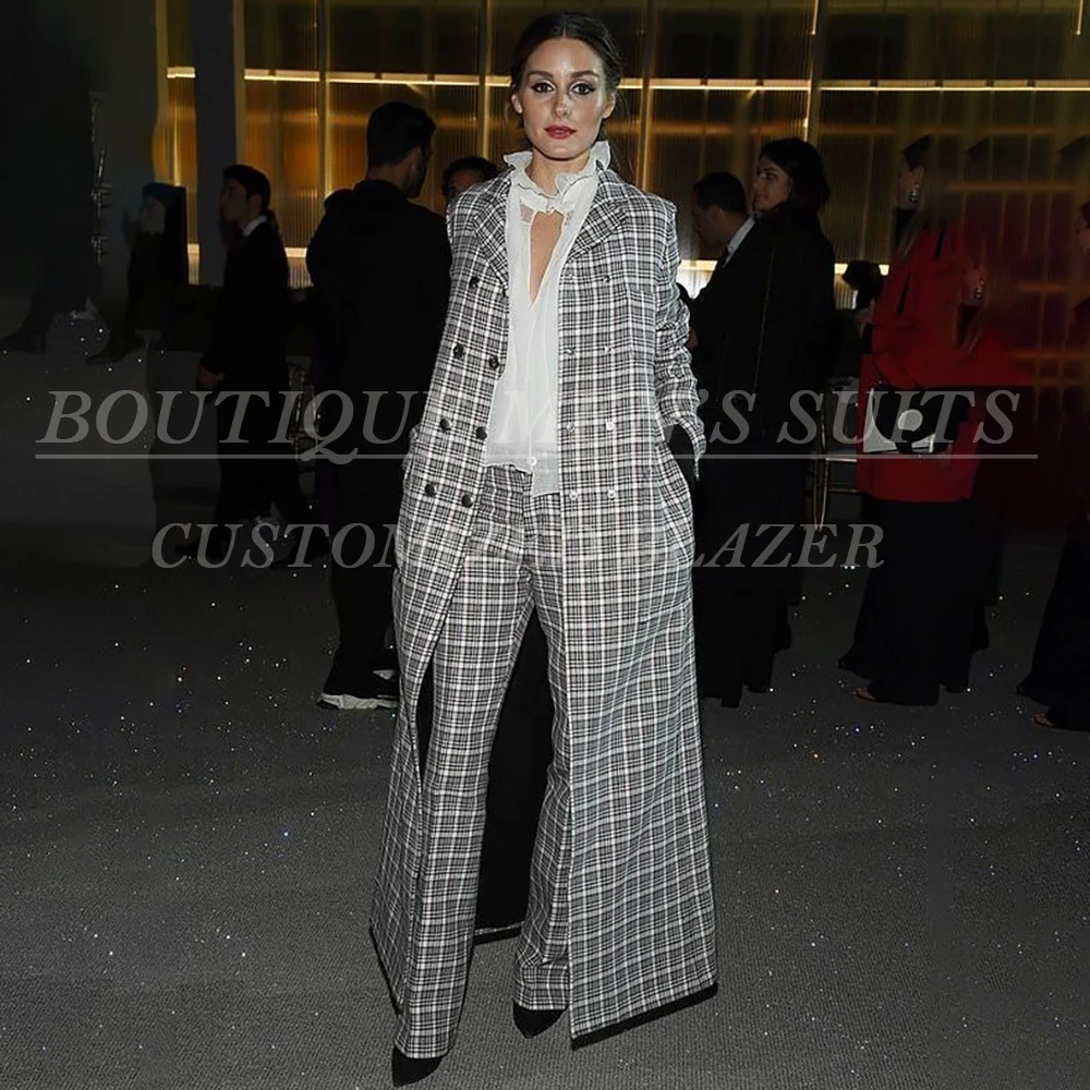 Elegant Women's Clothing Luxury Double Breasted Peak Lapel Plaid Jacket With Pants Customzied Office Lady Long Coat Outfits Suit
Elegant Women's Clothing Luxury Double Breasted Peak Lapel Plaid Jacket With Pants Customzied Office Lady Long Coat Outfits Suit