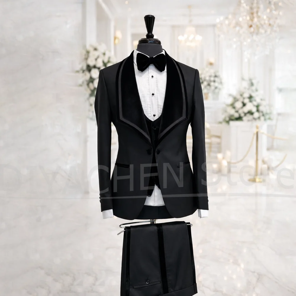 Black Velvet Lapel Men Three Piece Tuxedo Suit Luxury Formal Wedding Groom Blazer Vest And Pants Set Evening Party Prom Outfit
Black Velvet Lapel Men Three Piece Tuxedo Suit Luxury Formal Wedding Groom Blazer Vest And Pants Set Evening Party Prom Outfit