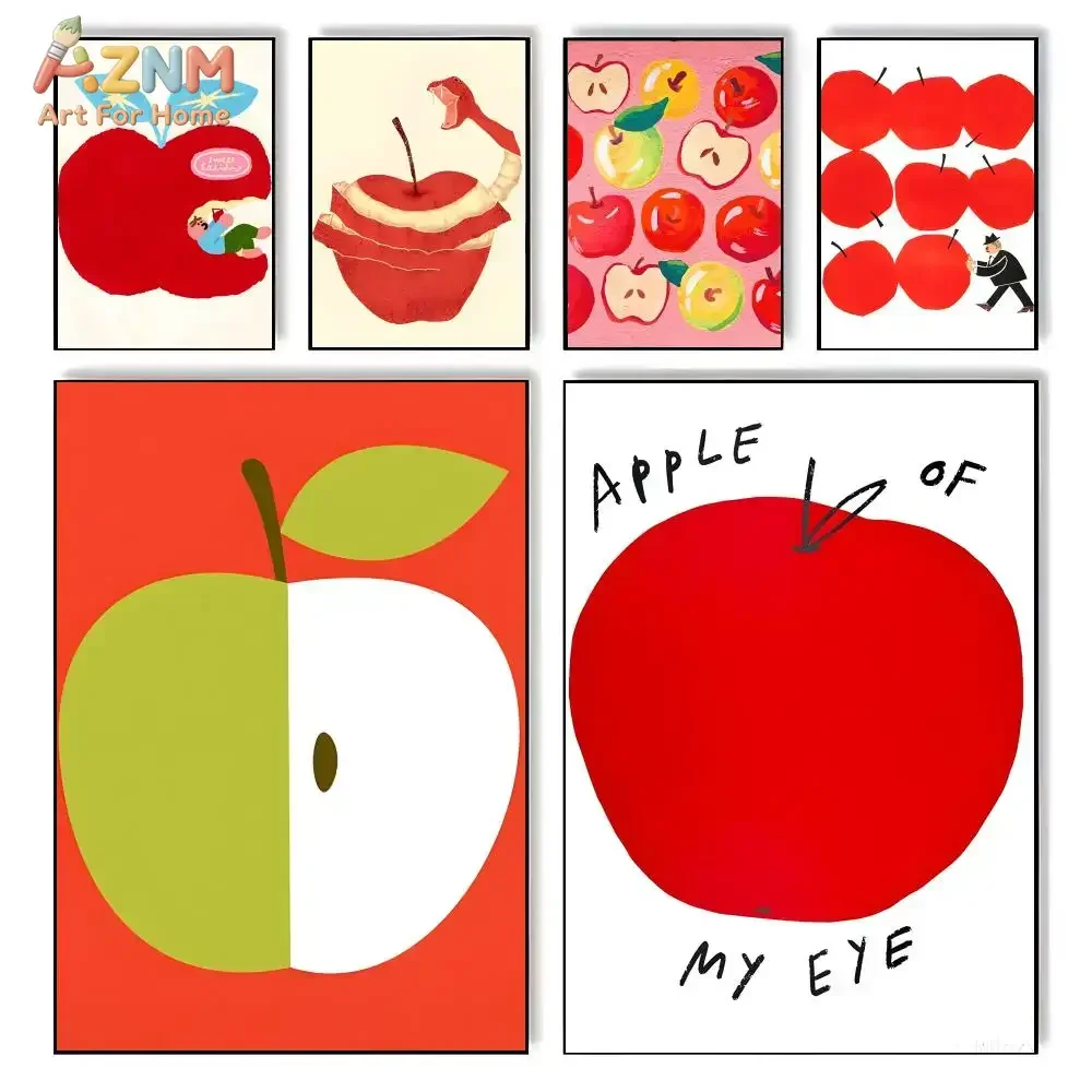 AZNM Cute Red Apple Cartoon Fruit Illustration Frameless Canvas Wall Art Kitchen Dining Room Home Decor Poster
AZNM Cute Red Apple Cartoon Fruit Illustration Frameless Canvas Wall Art Kitchen Dining Room Home Decor Poster