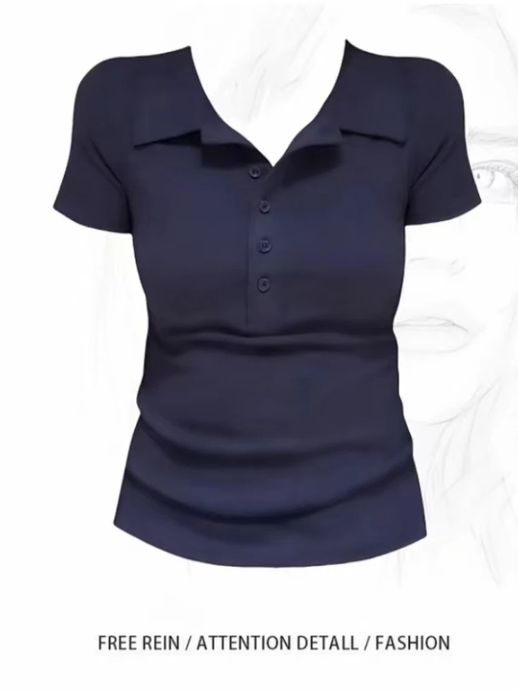 Summer Slim Fit Short Sleeve Neck T-Shirt 95 Cotton plus Size Women's Regular Shoulder Flip Collar Top Casual Wear
Summer Slim Fit Short Sleeve Neck T-Shirt 95 Cotton plus Size Women's Regular Shoulder Flip Collar Top Casual Wear