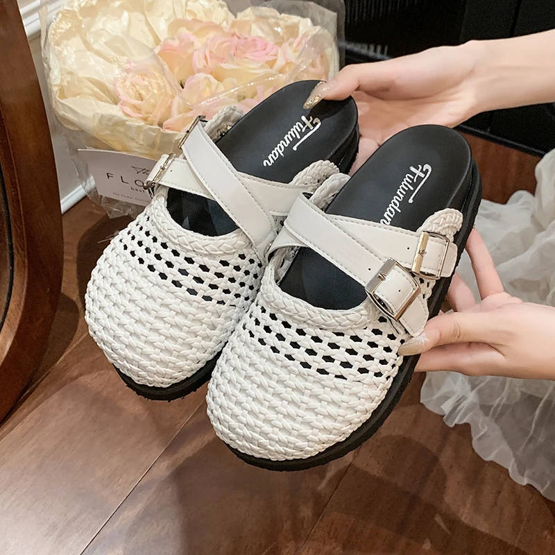Flats Mesh Women Slippers Designer Weave Shallow Mules Shoes 2025 Summer Walking Slingback Women's Sandals Sandalias De Mujer
Flats Mesh Women Slippers Designer Weave Shallow Mules Shoes 2025 Summer Walking Slingback Women's Sandals Sandalias De Mujer