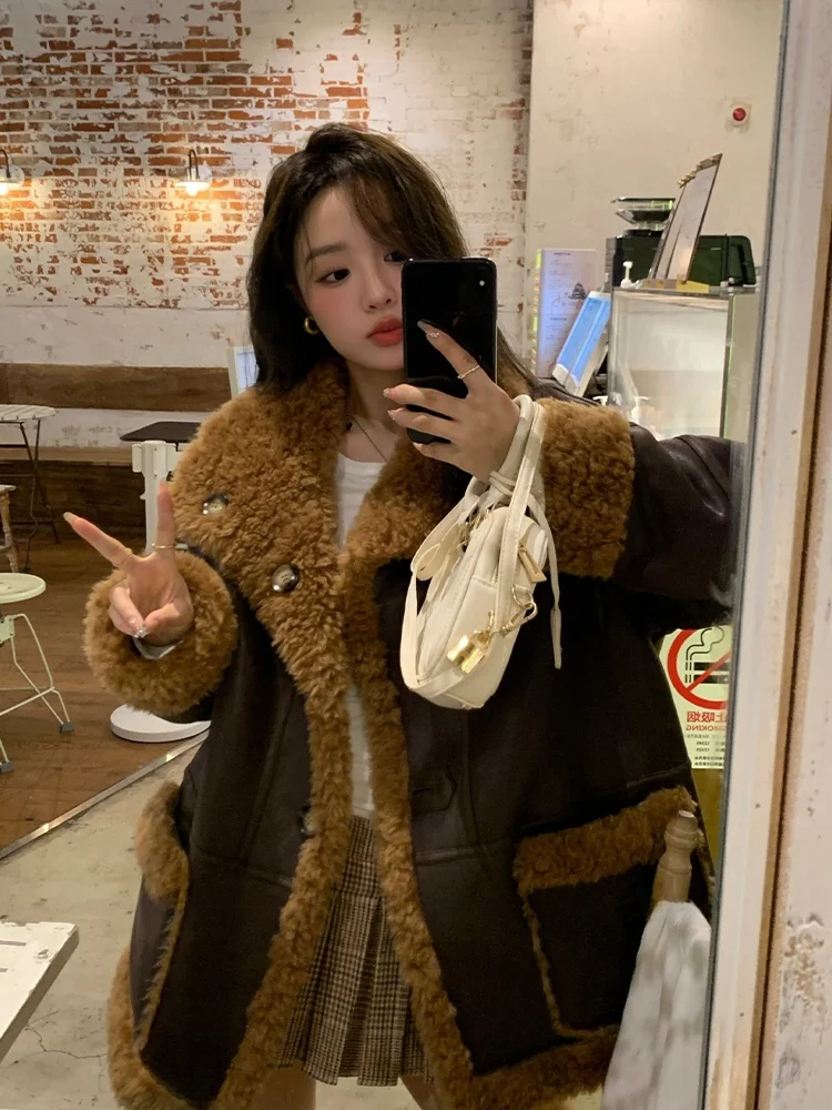 ManMona Gold Plated Second Generation Women's Long eepskin Fur Coat Double-Sided Wear Leather And Fur Inteated Jaet
ManMona Gold Plated Second Generation Women's Long eepskin Fur Coat Double-Sided Wear Leather And Fur Inteated Jaet
