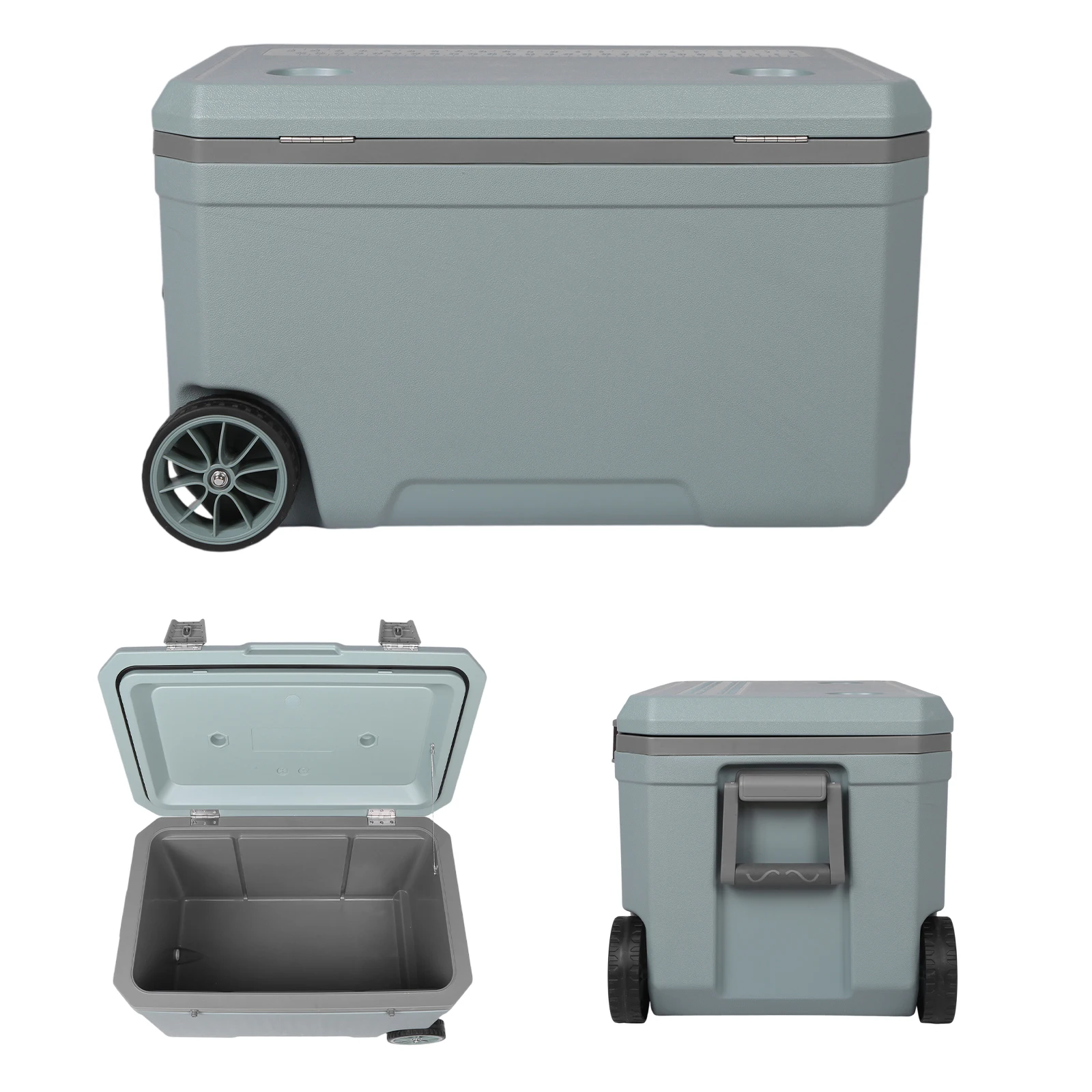 70L Wheeled Cooler 30 Percent Lighter Than Rotomolded Camping Cooler with Handle for Beach Drink Beverage Camping Picnic Fishing
70L Wheeled Cooler 30 Percent Lighter Than Rotomolded Camping Cooler with Handle for Beach Drink Beverage Camping Picnic Fishing