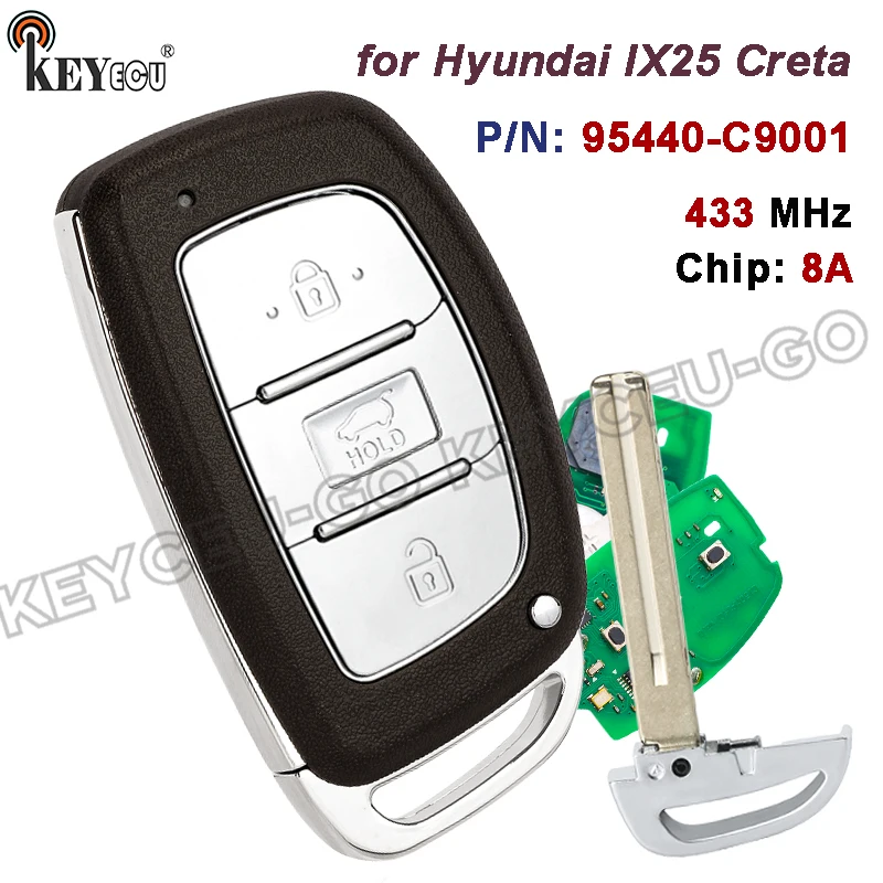 KEYECU P/N: 95440-C9001 433 МГц 8A чип, 3 кнопки, сменный смарт-ключ-брелок Keyless-Go для Hyundai IX25 Creta до 2017 года
KEYECU P/N: 95440-C9001 433 МГц 8A чип, 3 кнопки, сменный смарт-ключ-брелок Keyless-Go для Hyundai IX25 Creta до 2017 года