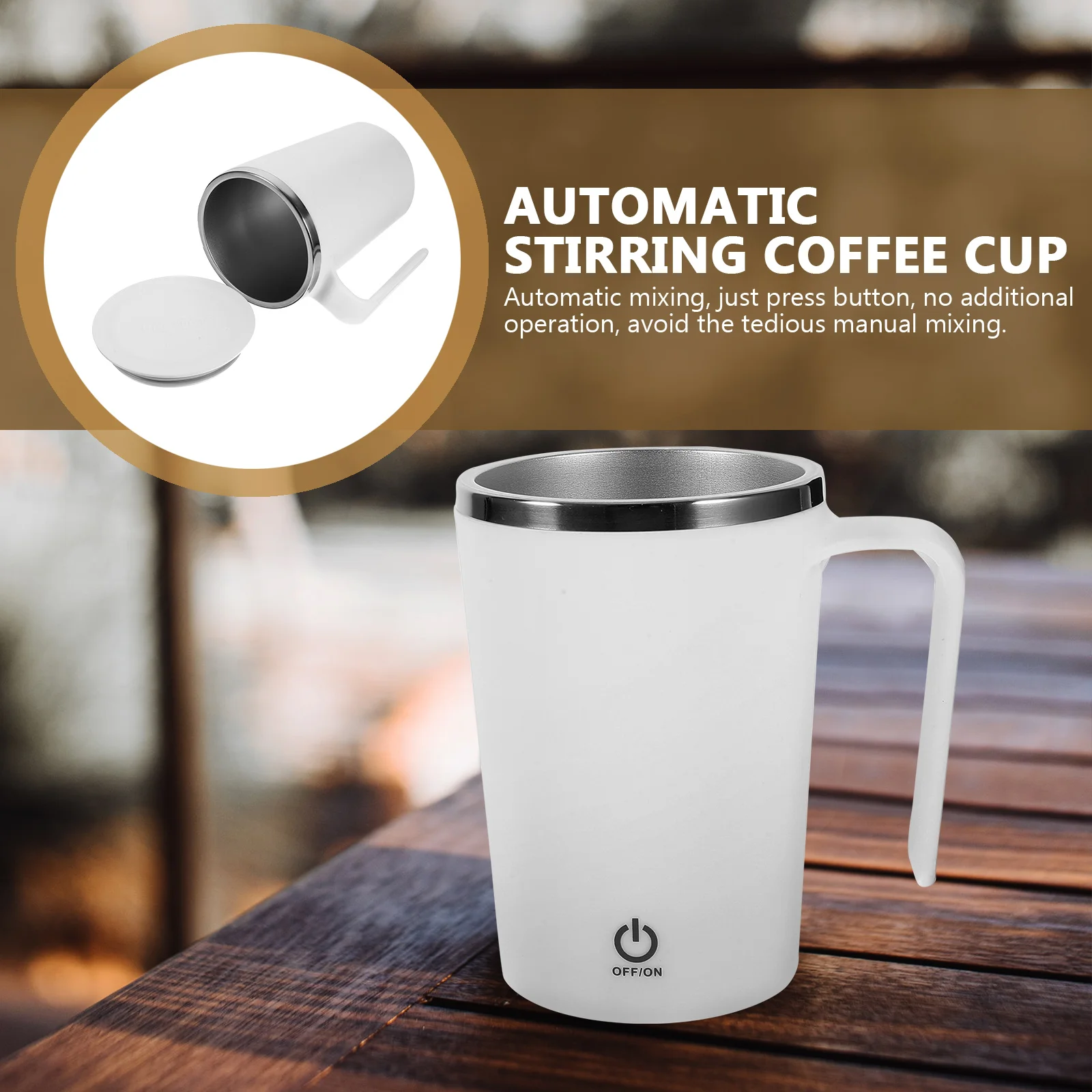 Automatic Stirring Cup 400ml Portable Coffee Blender Thermal Mug White 304 Stainless Steel Self Mixing Drink Maker Lazy Shaker
Automatic Stirring Cup 400ml Portable Coffee Blender Thermal Mug White 304 Stainless Steel Self Mixing Drink Maker Lazy Shaker