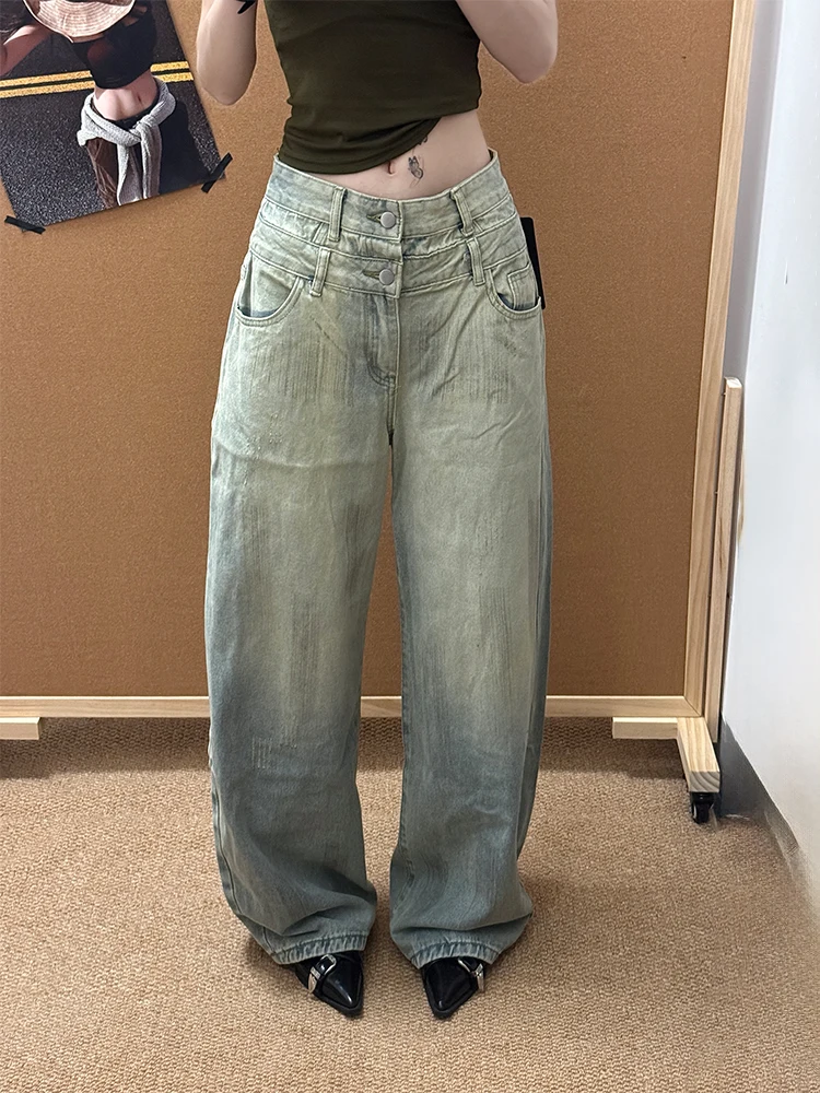 Retro American Design Distressed Denim Jeans for Women Summer New Style Hot Girl Double Waist Head Flip Floor-length Knife Pants
Retro American Design Distressed Denim Jeans for Women Summer New Style Hot Girl Double Waist Head Flip Floor-length Knife Pants