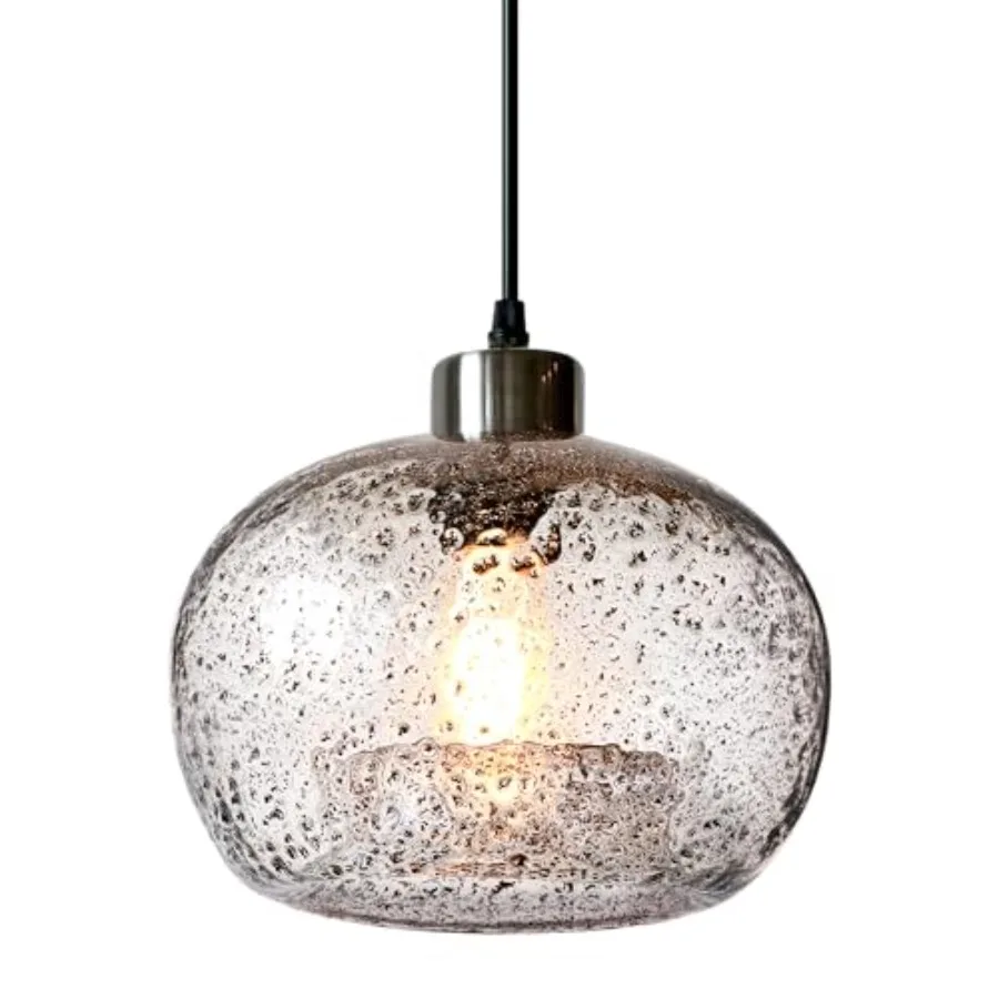 Pendant Lighting Handblown Glass Drop Ceiling Lights Modern Rustic Hanging Light Clear Seeded Glass with Black Sand Powder Brus
Pendant Lighting Handblown Glass Drop Ceiling Lights Modern Rustic Hanging Light Clear Seeded Glass with Black Sand Powder Brus
