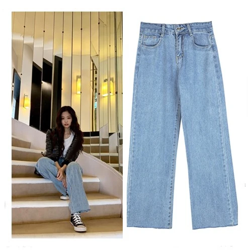kpop Korean Singer Concert streetwear high waist Blue straight jeans female korean wild casual loose jeans women clothes
kpop Korean Singer Concert streetwear high waist Blue straight jeans female korean wild casual loose jeans women clothes