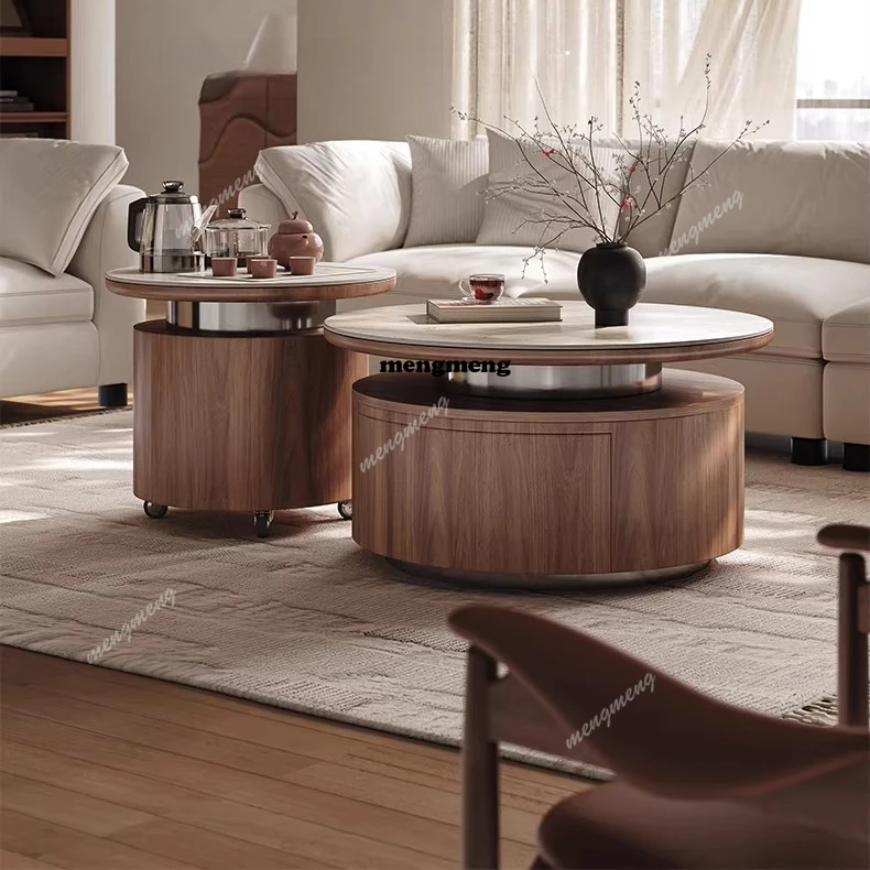 Coffee table living room household light luxury high-end movable with tea integrated rock slab round combination side table
Coffee table living room household light luxury high-end movable with tea integrated rock slab round combination side table
