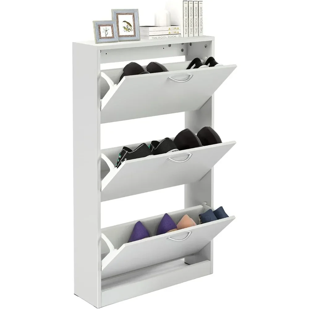 Shoe Cabinet for Entryway, White Narrow Shoe Storage Cabinet Flip Down Shoe Rack Wood 3 Tier
Shoe Cabinet for Entryway, White Narrow Shoe Storage Cabinet Flip Down Shoe Rack Wood 3 Tier