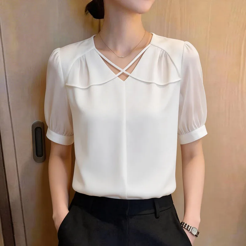 Camisas De Mujer Women Blouse Shirt Summer Unique New 2026 Short Sleeve V-Neck White Blouse Shirt Women Tops Shirts Blusa Q4801
Camisas De Mujer Women Blouse Shirt Summer Unique New 2026 Short Sleeve V-Neck White Blouse Shirt Women Tops Shirts Blusa Q4801