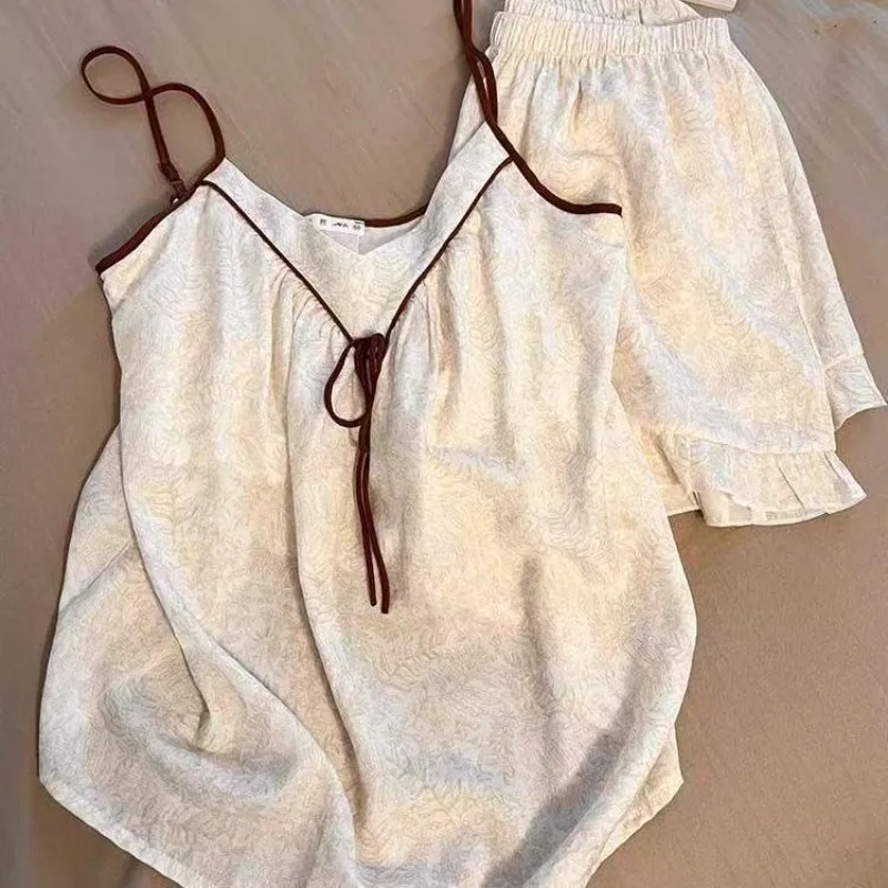 2026 New Women's Summer Sleepwear with Chest Mat New Chinese Style with Ties Home Clothing Set Пижама Женская
2026 New Women's Summer Sleepwear with Chest Mat New Chinese Style with Ties Home Clothing Set Пижама Женская