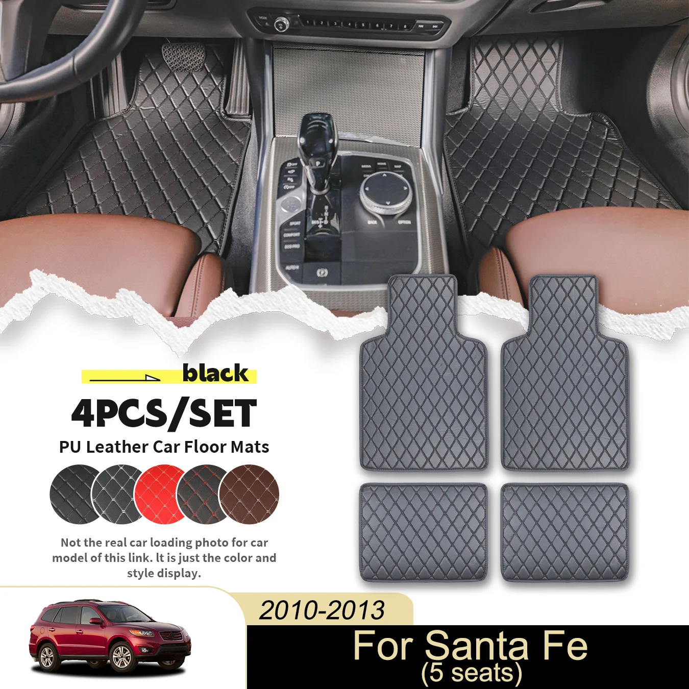4 шт. универсальные автомобильные коврики для Hyundai для Santa Fe (5 мест) 2010-2013 искусственная кожа водонепроницаемые и устойчивые к пятнам легко чистится
4 шт. универсальные автомобильные коврики для Hyundai для Santa Fe (5 мест) 2010-2013 искусственная кожа водонепроницаемые и устойчивые к пятнам легко чистится