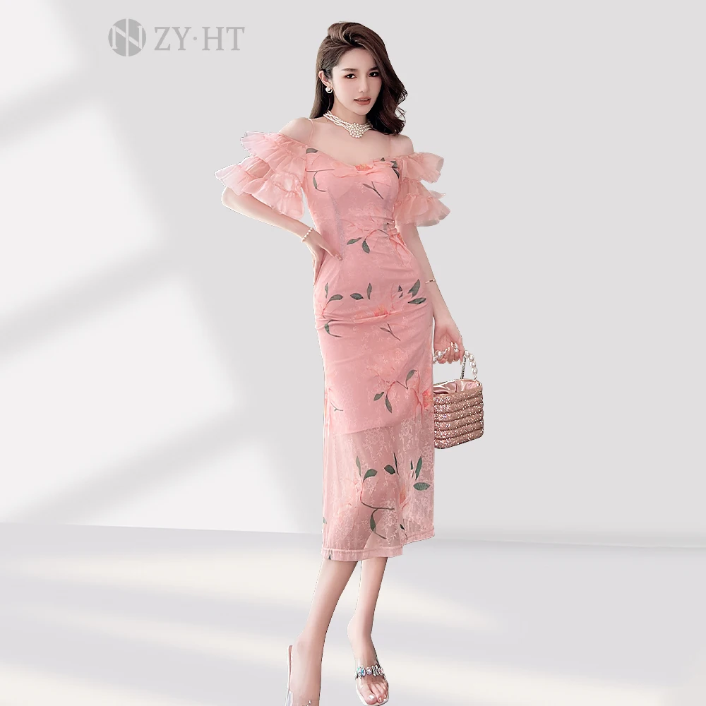 Summer new sweet temperament one-shoulder plug-in lotus leaf sleeve off-shoulder sling print dress
Summer new sweet temperament one-shoulder plug-in lotus leaf sleeve off-shoulder sling print dress