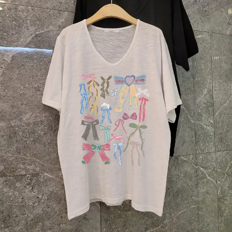 Women's Bow Print Bamboo Cotton T Shirt Summer V Neck Loose Casual Tee
Women's Bow Print Bamboo Cotton T Shirt Summer V Neck Loose Casual Tee