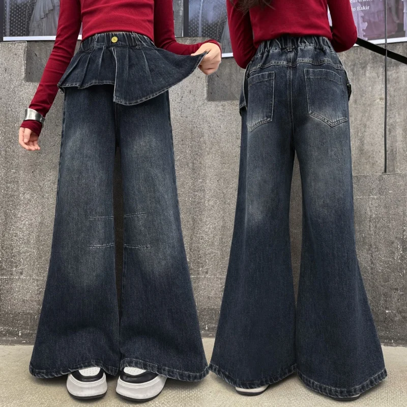 American Children Retro High Street Jeans with Ruffles Waist For Tween Girl Autumn Wide Leg Denim Pants Kids New Design Trousers
American Children Retro High Street Jeans with Ruffles Waist For Tween Girl Autumn Wide Leg Denim Pants Kids New Design Trousers