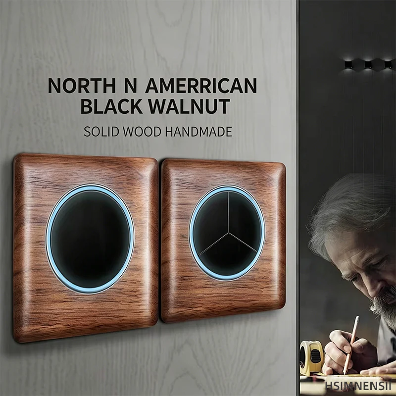 Solid Black Walnut Wood Self Reset Wall Light Switch Socket , Reset Button with LED Indicator, UK EU FR Retro Socket
Solid Black Walnut Wood Self Reset Wall Light Switch Socket , Reset Button with LED Indicator, UK EU FR Retro Socket
