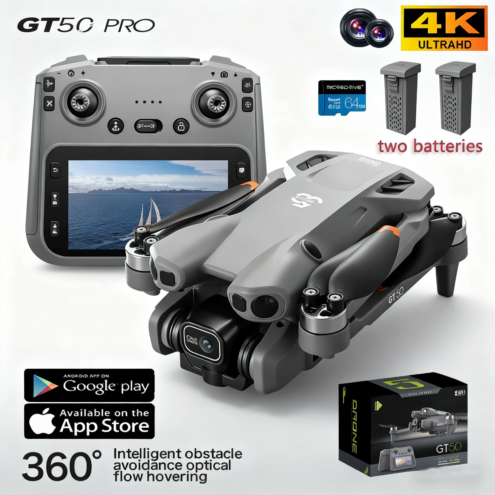 GT50 Drone with 4K Dual Cameras 4.3-inch Screen Brushless Drone WiFi Professional Aerial Photography Mini Drones RC Quadcopter
GT50 Drone with 4K Dual Cameras 4.3-inch Screen Brushless Drone WiFi Professional Aerial Photography Mini Drones RC Quadcopter