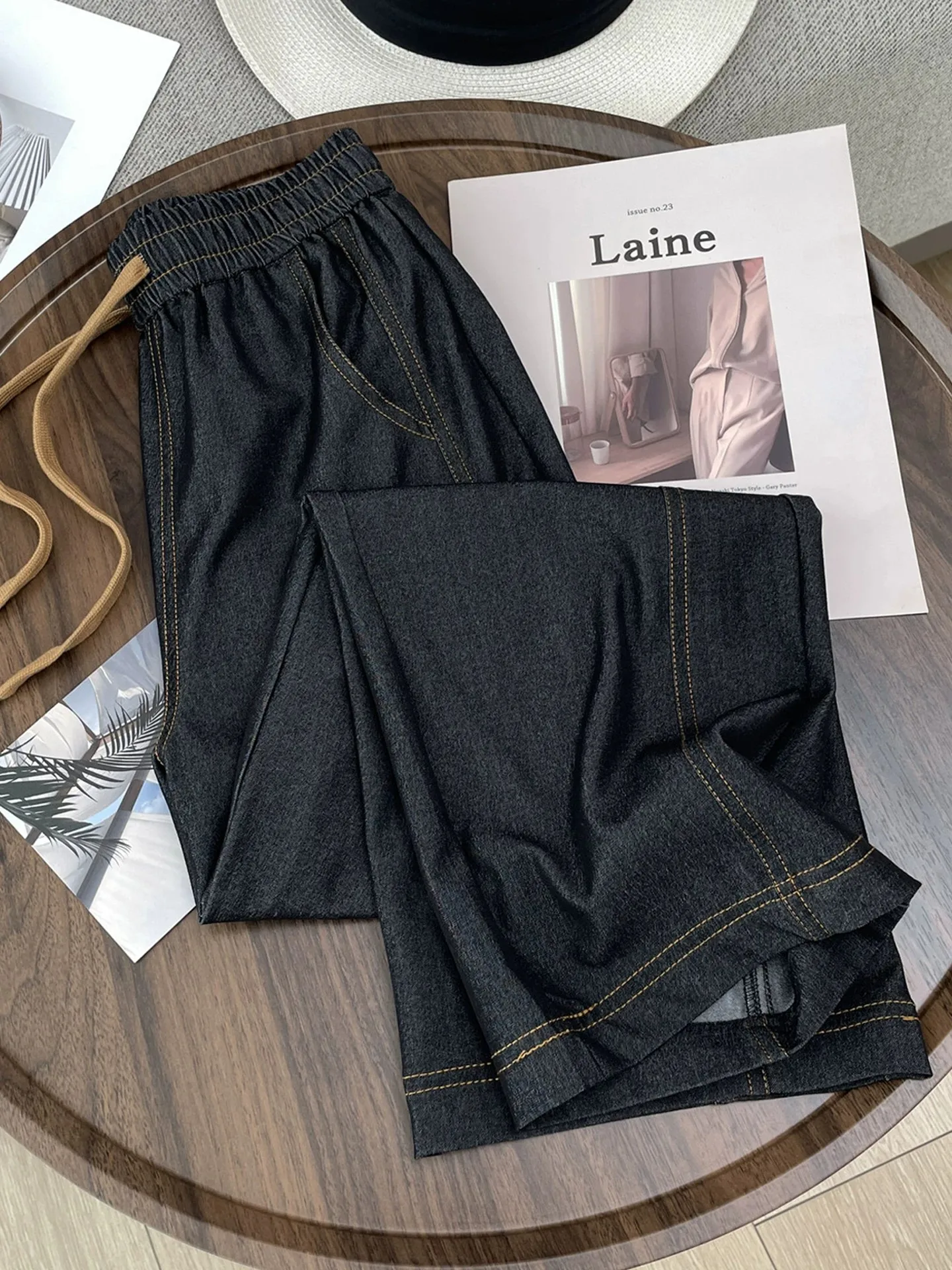 Denim Wide Leg Pants Women Summer Thin Casual plus Size Ice Silk Loose Slim Straight Cut Jeans High Waist Pocket Detail
Denim Wide Leg Pants Women Summer Thin Casual plus Size Ice Silk Loose Slim Straight Cut Jeans High Waist Pocket Detail