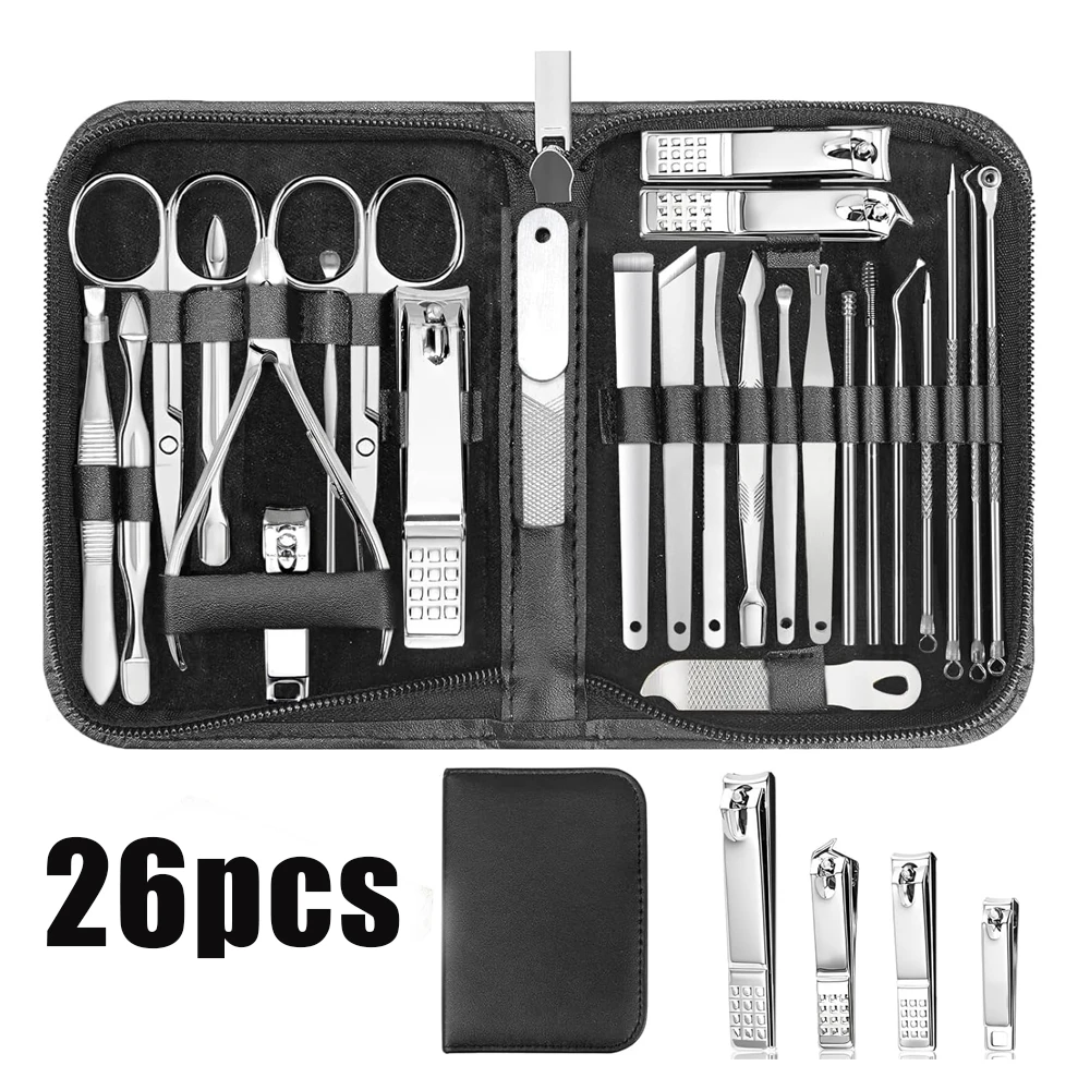 Manicure Set, Professional Nail Clippers Pedicure Kit 26 Pieces Nail Care Tools for Travel & Grooming
Manicure Set, Professional Nail Clippers Pedicure Kit 26 Pieces Nail Care Tools for Travel & Grooming