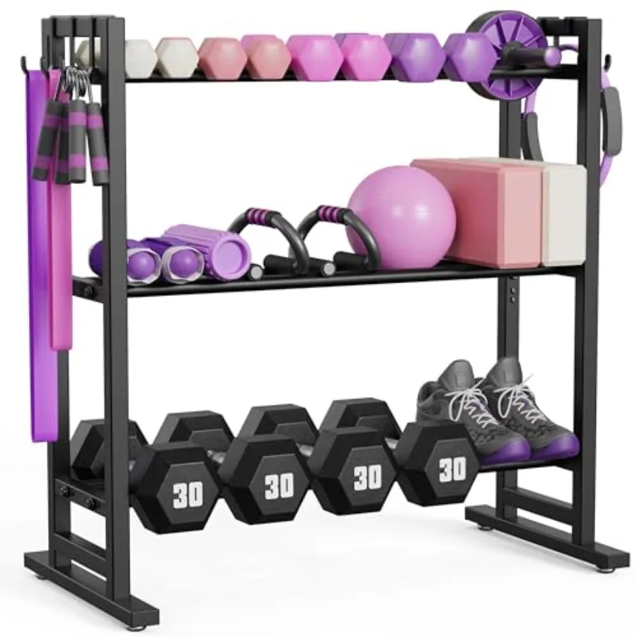 3 Tier Adjustable Dumbbell Rack, Weight Rack for Home Gym, 450 lb Capacity with Extra Storage Hooks
3 Tier Adjustable Dumbbell Rack, Weight Rack for Home Gym, 450 lb Capacity with Extra Storage Hooks