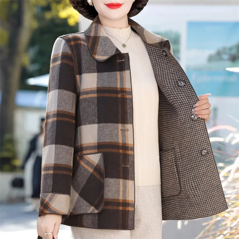 High End Autumn Winter Short Double-Sided Woolen Coat Double Sided Woolen Coat Middle Aged And Elderly Women's Jacket Outerwear
High End Autumn Winter Short Double-Sided Woolen Coat Double Sided Woolen Coat Middle Aged And Elderly Women's Jacket Outerwear