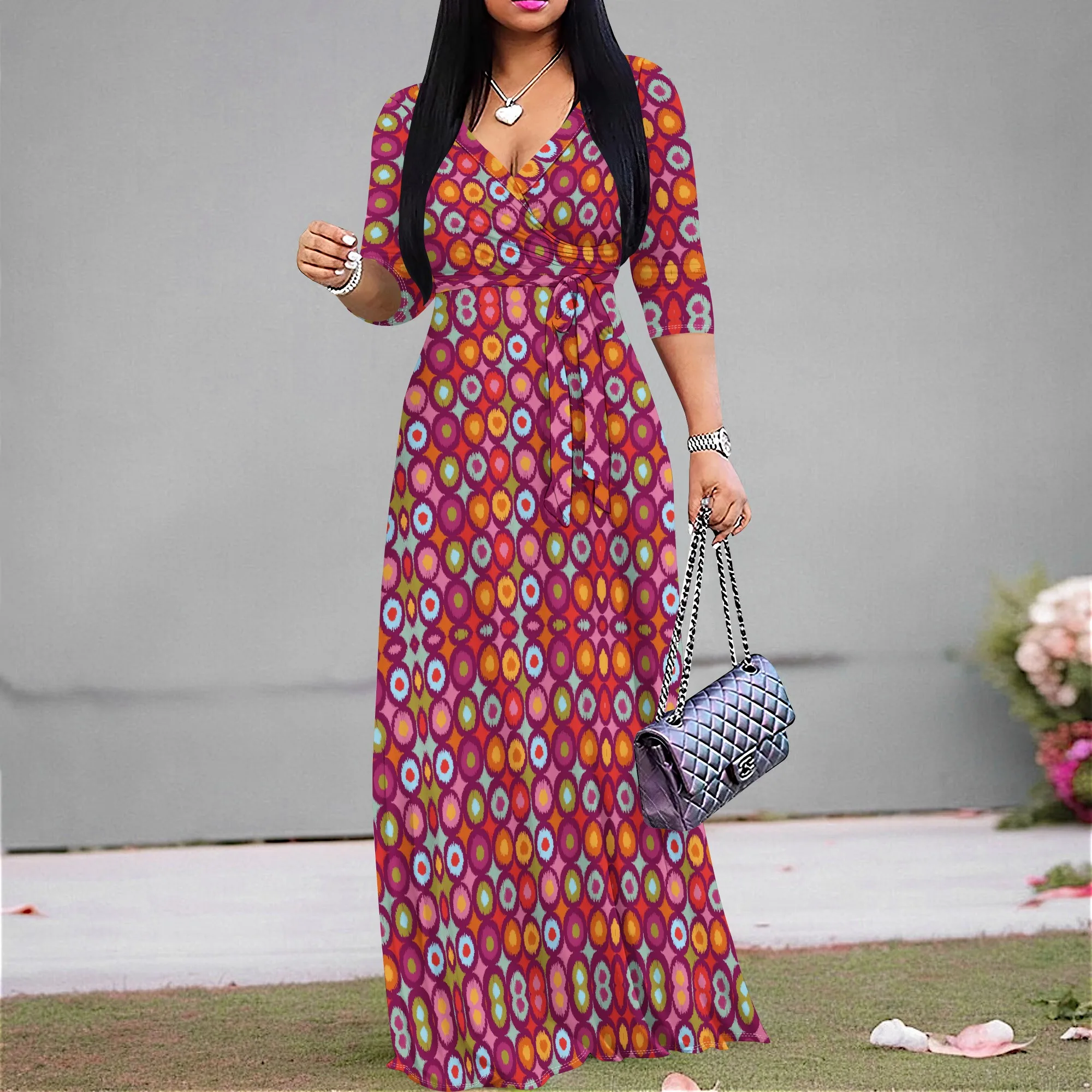 African Ankara Print Maxi Dress S-3XL Bold Geometric V-Neck for Festival or Cultural Party Wear
African Ankara Print Maxi Dress S-3XL Bold Geometric V-Neck for Festival or Cultural Party Wear