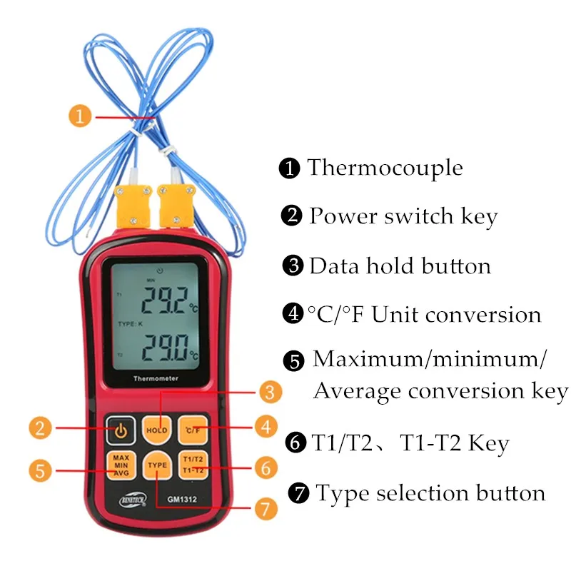 GM1312 Digital Thermocouple Thermometer -50~300℃ Temperature High Precision Temperature Meter Tester with LCD Backlight 40%off
GM1312 Digital Thermocouple Thermometer -50~300℃ Temperature High Precision Temperature Meter Tester with LCD Backlight 40%off