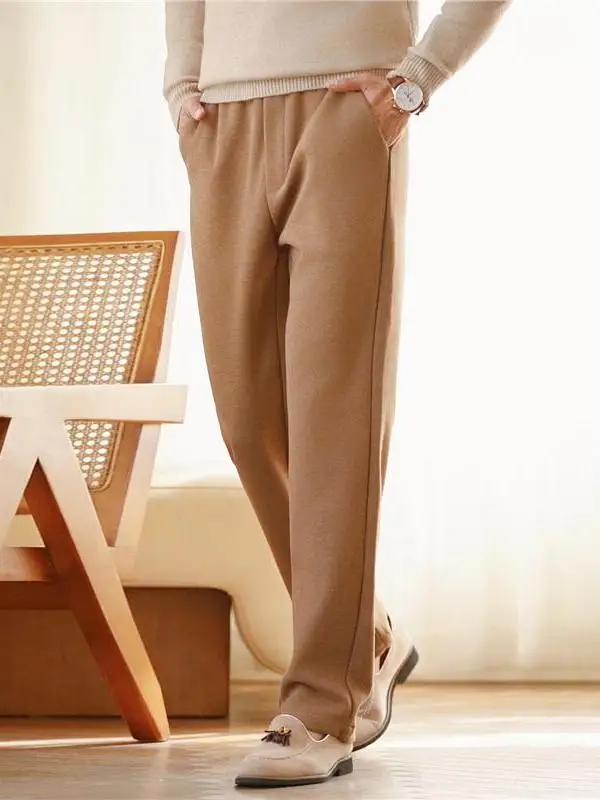 Men's Thiened Woolen Casual Pants Elastic Waist Loose Fit Faionable Korean Sle Color Trousers for Autumn Winter
Men's Thiened Woolen Casual Pants Elastic Waist Loose Fit Faionable Korean Sle Color Trousers for Autumn Winter