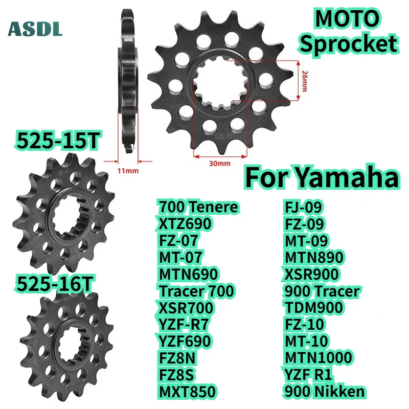 525 15T 16T Motorcycle Front Sprocket 20CrMnTi For Yamaha MT-07 MT-09 FZ-09 MXT850 YZFR1 MTN1000 YZFR7 XSR700 MT-10 FZ8N FZ8S
525 15T 16T Motorcycle Front Sprocket 20CrMnTi For Yamaha MT-07 MT-09 FZ-09 MXT850 YZFR1 MTN1000 YZFR7 XSR700 MT-10 FZ8N FZ8S