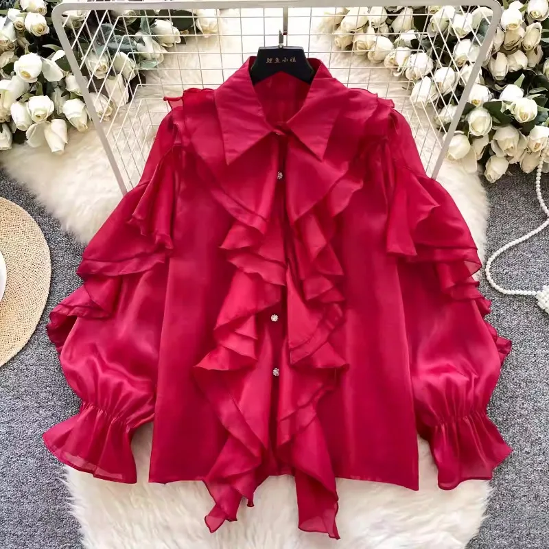 SuperAen Fashion Top Women's 2025 New High-end Three-dimensional Ruffle Edge Splicing Single-breasted Satin Shirt
SuperAen Fashion Top Women's 2025 New High-end Three-dimensional Ruffle Edge Splicing Single-breasted Satin Shirt