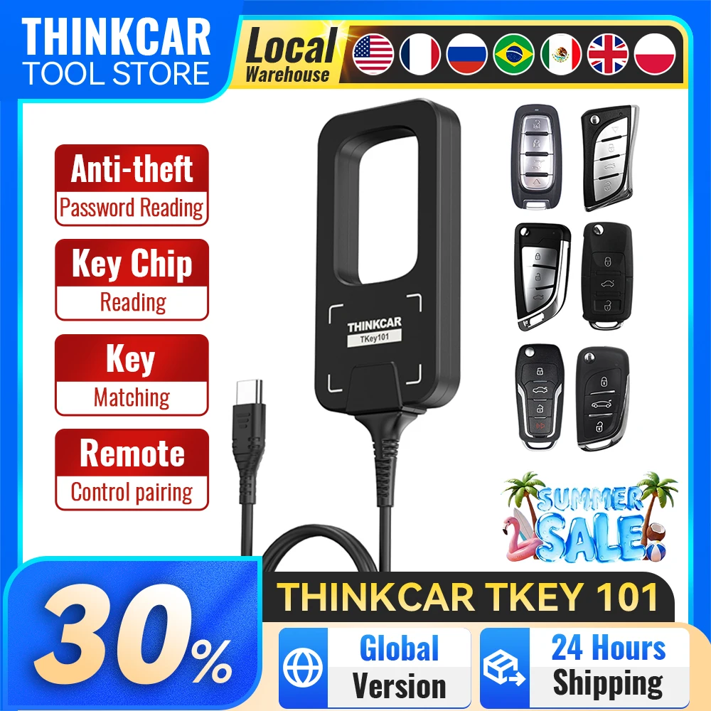 THINKCAR Tkey 101 Car Programming Tools With 6 Unit Remote Keys Support Key Chip Reading Remote Control Pairing For 689BT 892BT
THINKCAR Tkey 101 Car Programming Tools With 6 Unit Remote Keys Support Key Chip Reading Remote Control Pairing For 689BT 892BT