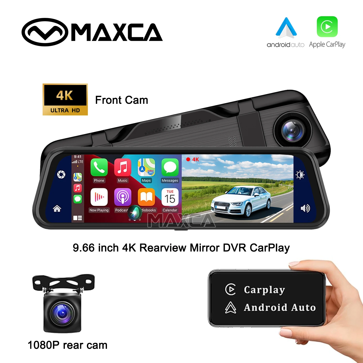 Maxca 9.66 inch 4K Dash Mirror DVR Wireless Carplay Android Auto 4K Front 1080P Rear Cam WiFi Video Streaming
Maxca 9.66 inch 4K Dash Mirror DVR Wireless Carplay Android Auto 4K Front 1080P Rear Cam WiFi Video Streaming