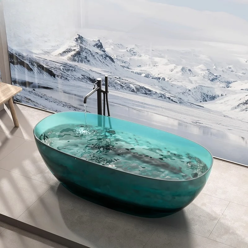 Independent integrated oval household bathtub crystal transparent resin double bathtub
Independent integrated oval household bathtub crystal transparent resin double bathtub