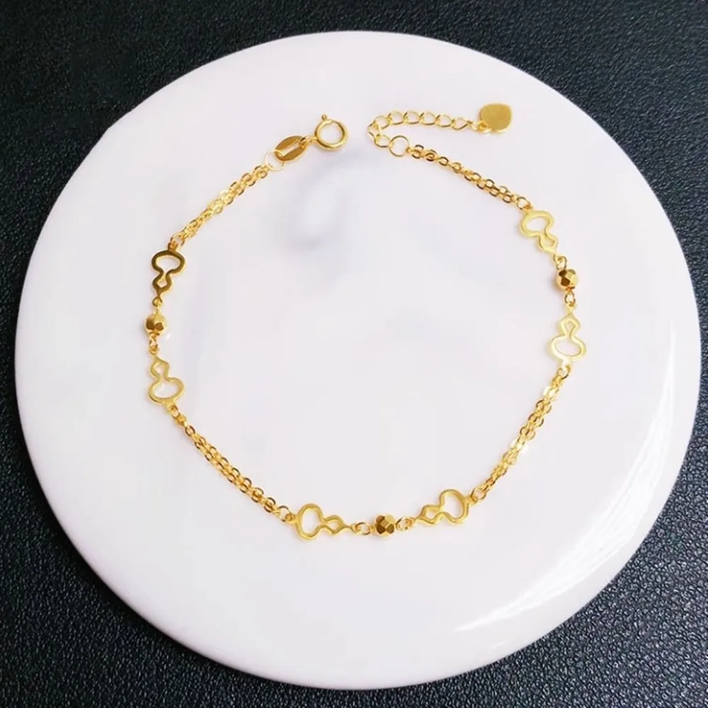 Real Pure 18K Yellow Gold Chain Women Lucky Gift Gourd Double O Link Bracelet 2.3g
Real Pure 18K Yellow Gold Chain Women Lucky Gift Gourd Double O Link Bracelet 2.3g