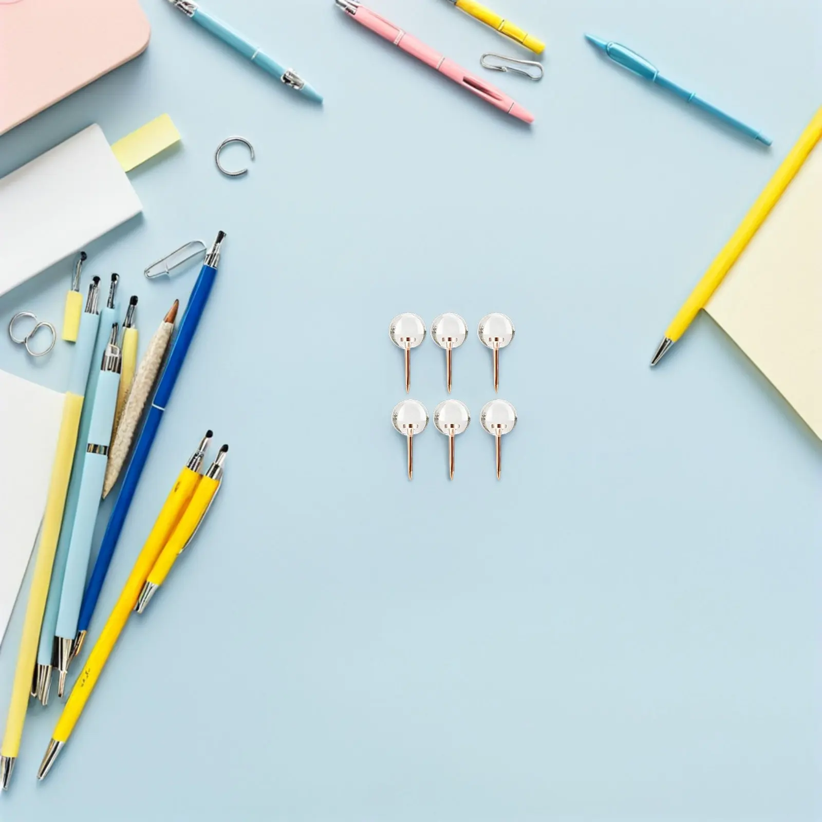 50Pcs Transparent Ball Shaped Thumb Tacks Plastic Metal Push Pins Versatile Multi Function for Bulletin Boards Photo Walls
50Pcs Transparent Ball Shaped Thumb Tacks Plastic Metal Push Pins Versatile Multi Function for Bulletin Boards Photo Walls