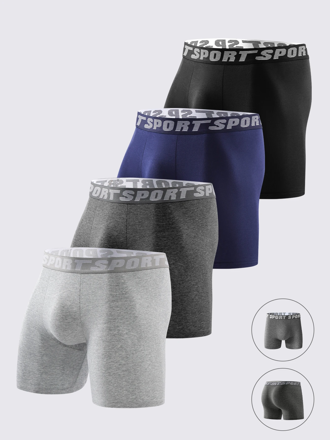 4-Pack Men's Long Boxer Briefs Fitness Sport Casual Soft Comfortable Classic Solid Color Underwear
4-Pack Men's Long Boxer Briefs Fitness Sport Casual Soft Comfortable Classic Solid Color Underwear