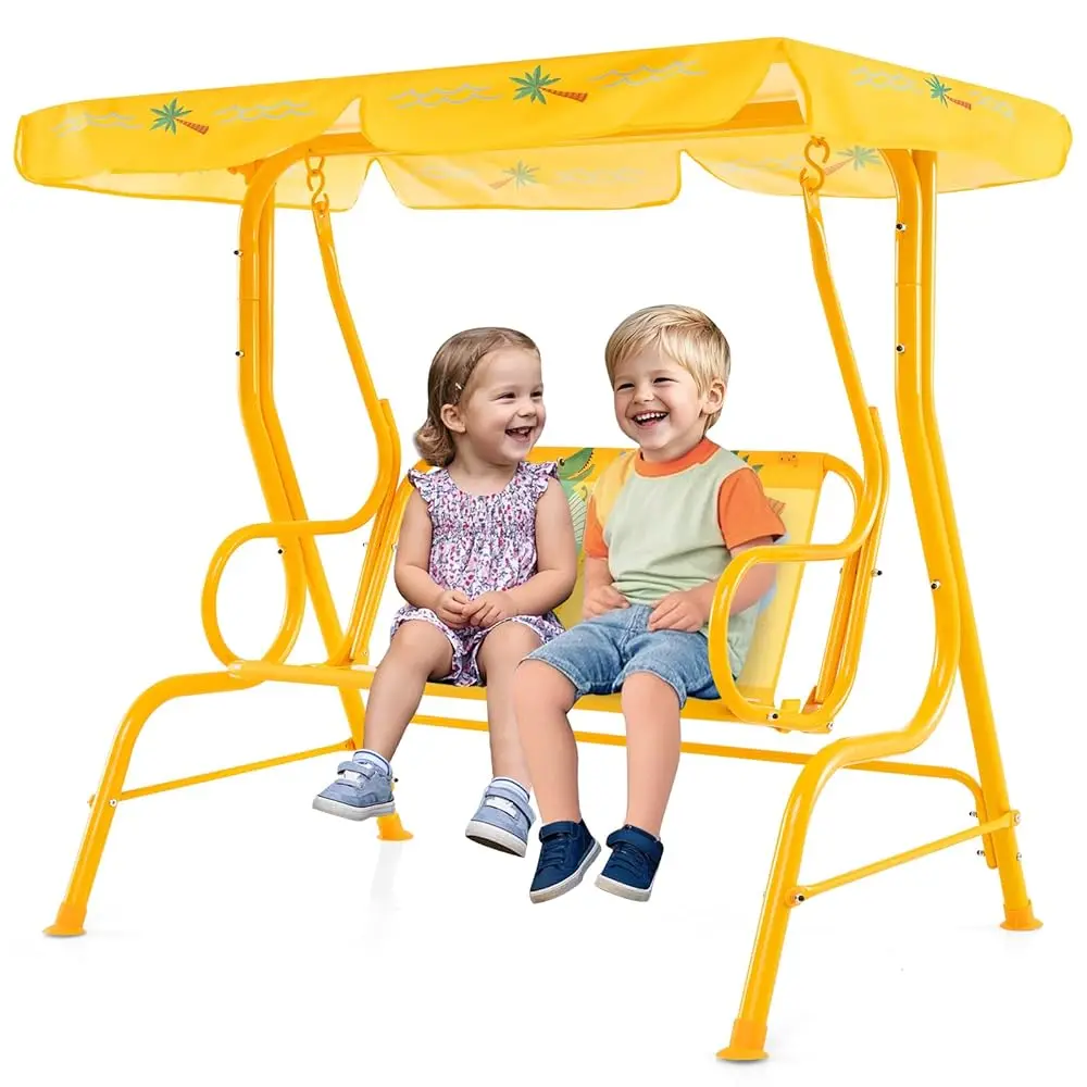 Kids Porch Swing, 2-Seater All Weather Hanging Swing Bench With Adjustable Canopy, Metal Stand, Safety Belts, Outdoor Porch
Kids Porch Swing, 2-Seater All Weather Hanging Swing Bench With Adjustable Canopy, Metal Stand, Safety Belts, Outdoor Porch