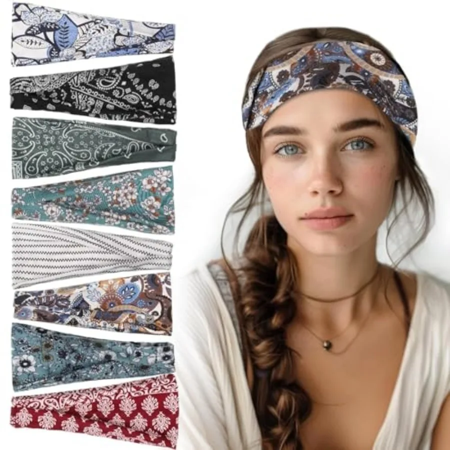 8 Pack Headbands for Women, Boho Style Headbands for Summer Vacation Music Festival Outfits Non Slip Fashion Wide Hairband
8 Pack Headbands for Women, Boho Style Headbands for Summer Vacation Music Festival Outfits Non Slip Fashion Wide Hairband