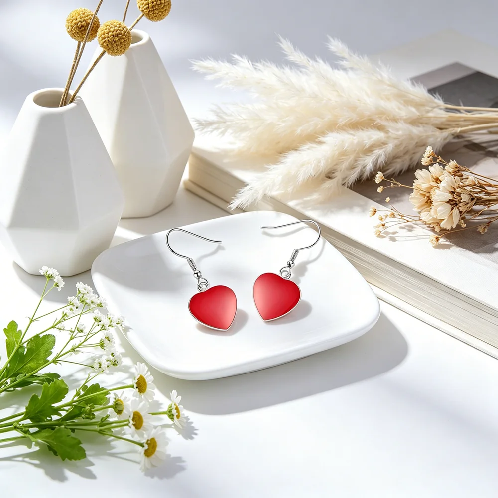 Fast Shipping Lovely Design Dangle Earrings With Bright Red Color Heart Pendant Top Grade 925 Sterling Silver Women Jewelry
Fast Shipping Lovely Design Dangle Earrings With Bright Red Color Heart Pendant Top Grade 925 Sterling Silver Women Jewelry