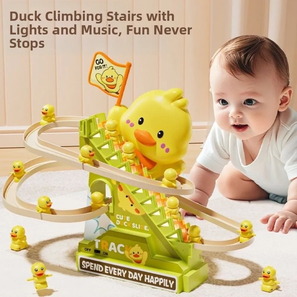 Creative Ducklings Climbing Stairs Cute with Lights and Music Electric Duck Track Slide Yellow Interactive Escalator
Creative Ducklings Climbing Stairs Cute with Lights and Music Electric Duck Track Slide Yellow Interactive Escalator