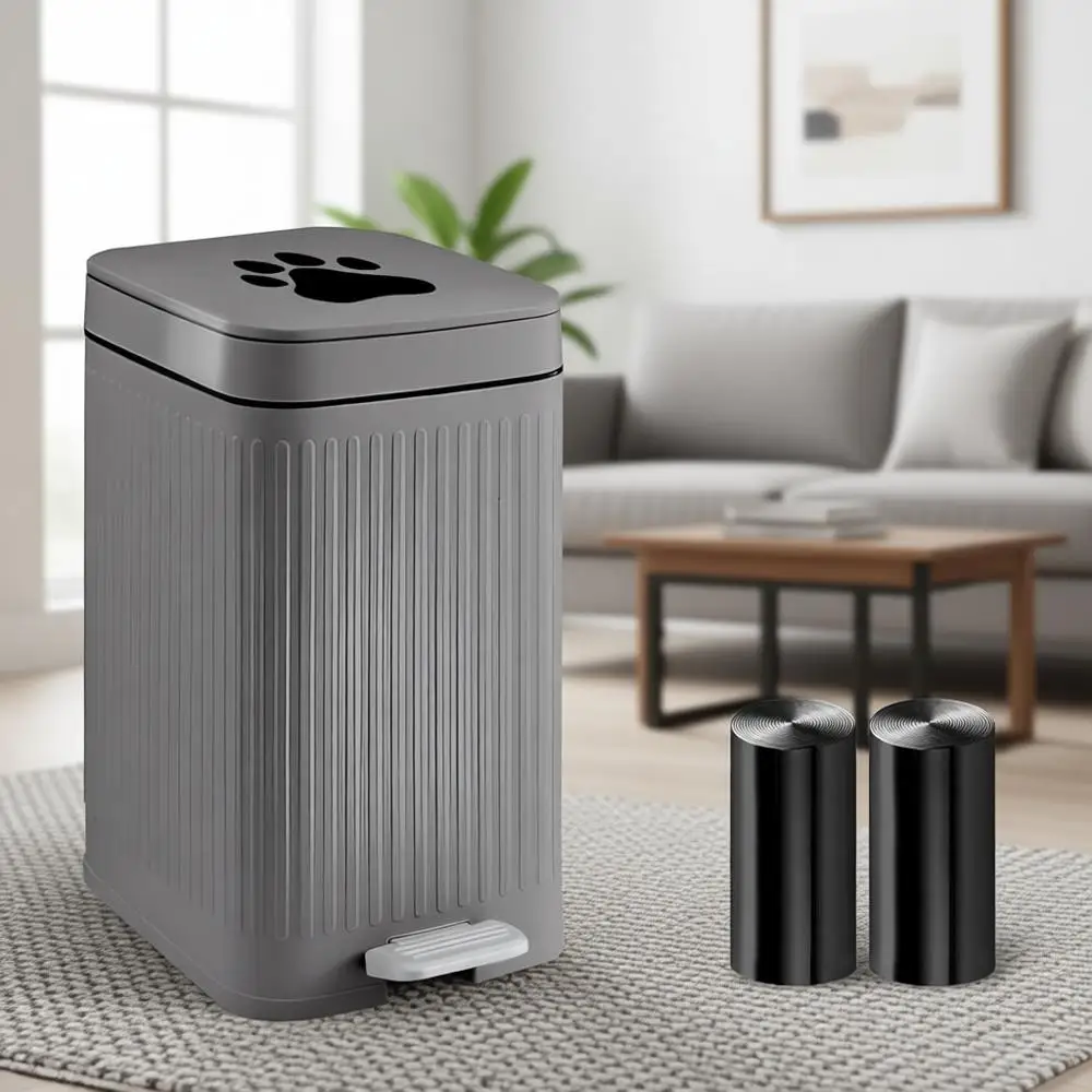 5L Pedal-Operated Dog Waste Bin with Lid and 40 Bags, Grey
5L Pedal-Operated Dog Waste Bin with Lid and 40 Bags, Grey