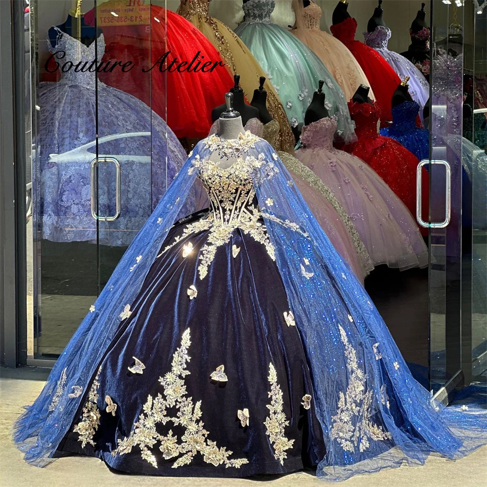 Gold Butterflies Dark Blue Velvet Quinceanera Dresses Ball Gown Sweet 16 Dresses For Black Girls New In Birthday Customized
Gold Butterflies Dark Blue Velvet Quinceanera Dresses Ball Gown Sweet 16 Dresses For Black Girls New In Birthday Customized
