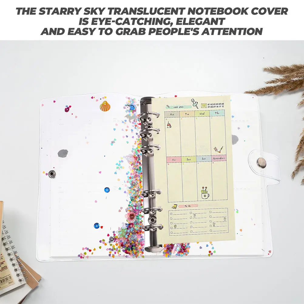 2Pcs Glitter Flow Binder Cover Plastic Notebook Shell Loose-Leaf Ring Closure for School Office Aesthetic Notepad Protection
2Pcs Glitter Flow Binder Cover Plastic Notebook Shell Loose-Leaf Ring Closure for School Office Aesthetic Notepad Protection