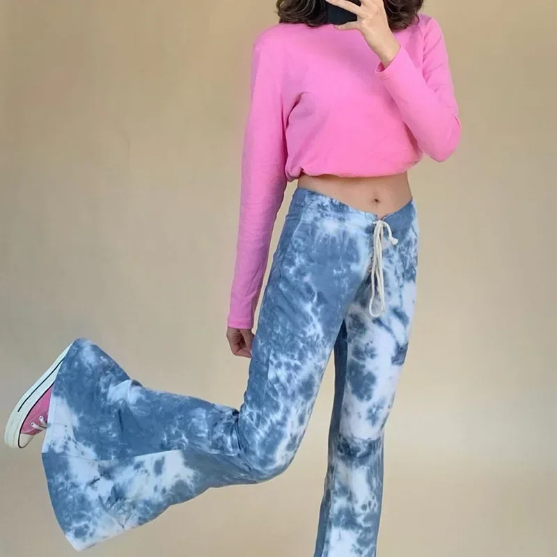 Tie-Dye Flare Loose Trousers y2k Women Elastic Drawstring High Waist Wide Hem Pants 2023 Bell-Bottom Stylish Female Streetwear
Tie-Dye Flare Loose Trousers y2k Women Elastic Drawstring High Waist Wide Hem Pants 2023 Bell-Bottom Stylish Female Streetwear