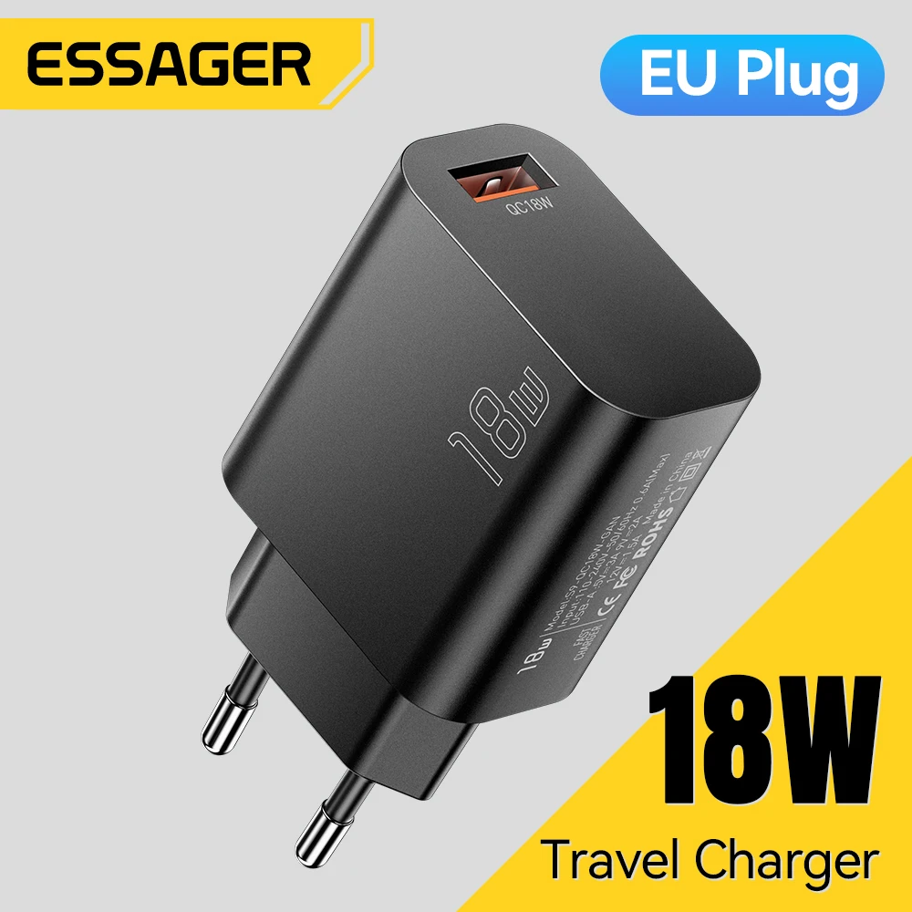 Essager 18W QC3.0 USB A Charger USB Quick Charge 3.0 Fast Wall Charger for Samsung S24 Huawei Xiaomi iPhone Mobile Phone Charger
Essager 18W QC3.0 USB A Charger USB Quick Charge 3.0 Fast Wall Charger for Samsung S24 Huawei Xiaomi iPhone Mobile Phone Charger