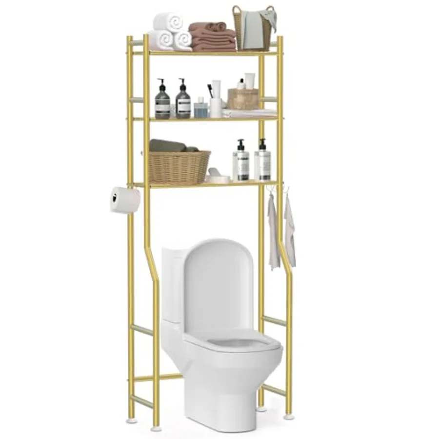 3-Tier Over The Toilet Storage, Freestanding Metal Bathroom Organizer with 4 Hooks and Anti-Tilt Kits, Heavy Duty Space Saver S
3-Tier Over The Toilet Storage, Freestanding Metal Bathroom Organizer with 4 Hooks and Anti-Tilt Kits, Heavy Duty Space Saver S