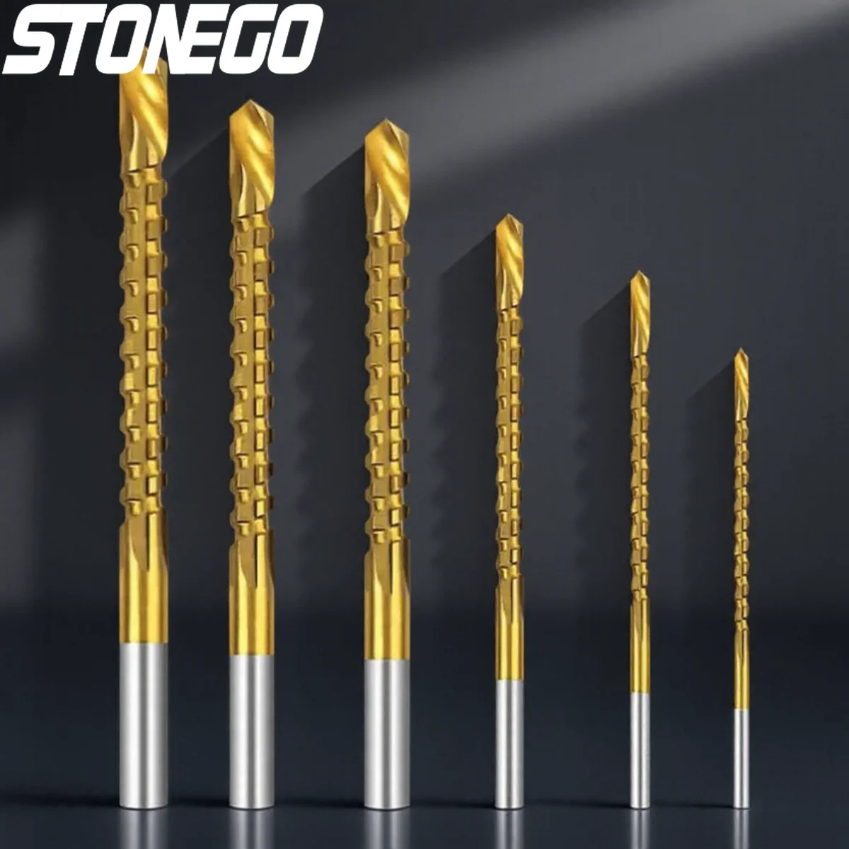 Titanium Coated Spiral Saw Bits 6PCS Set Twist Drill Bits Compound Drill Bits for Woodworking Metal Drilling
Titanium Coated Spiral Saw Bits 6PCS Set Twist Drill Bits Compound Drill Bits for Woodworking Metal Drilling